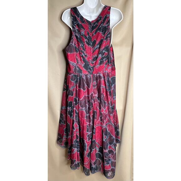 Halston Cherry Sleeveless Tulle Dress size 14 - Picture 5 of 13